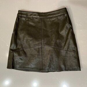 Lulu's Harley Olive Green Vegan Leather Mini Skirt - XS